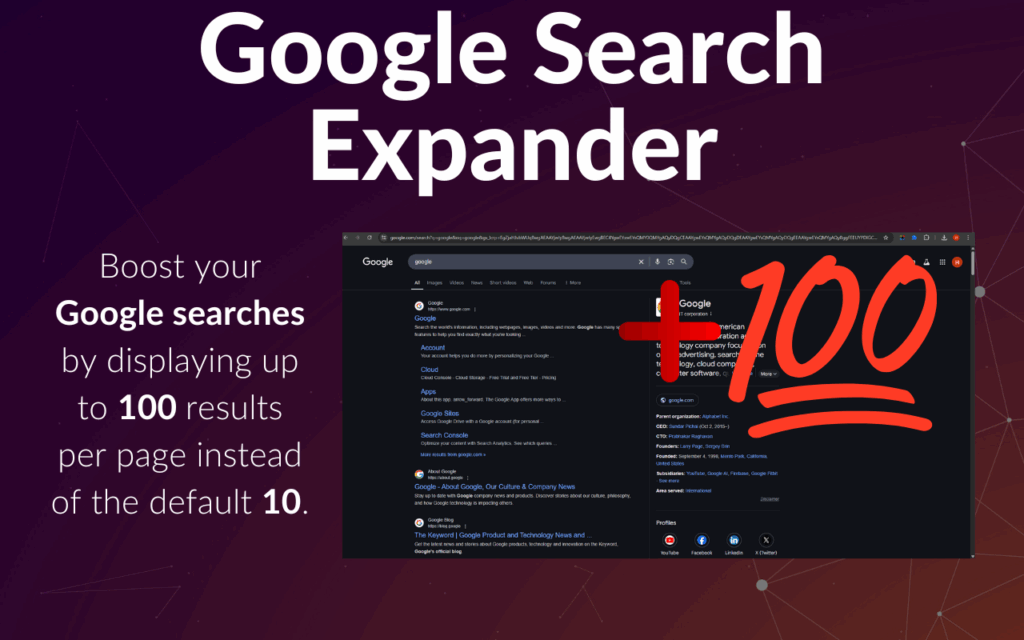 Google Search Expander: 100 Results