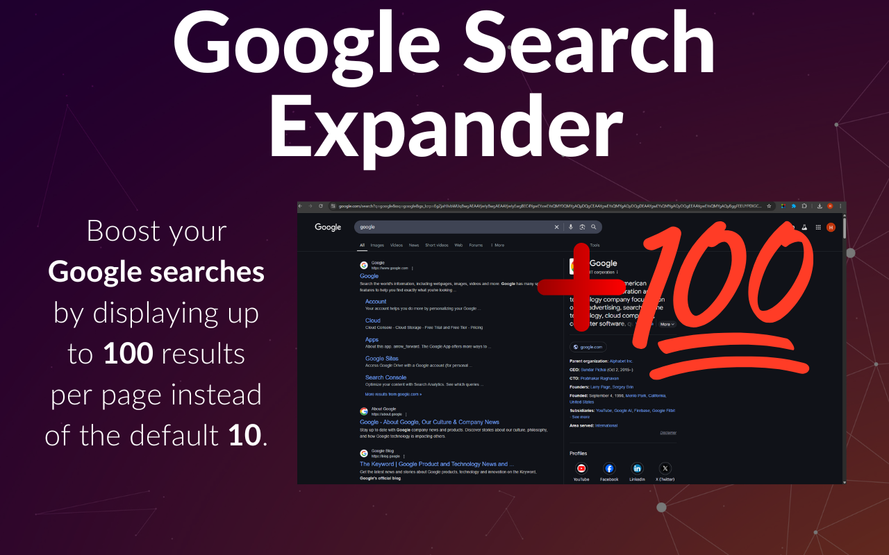 Google Search Expander: 100 Results