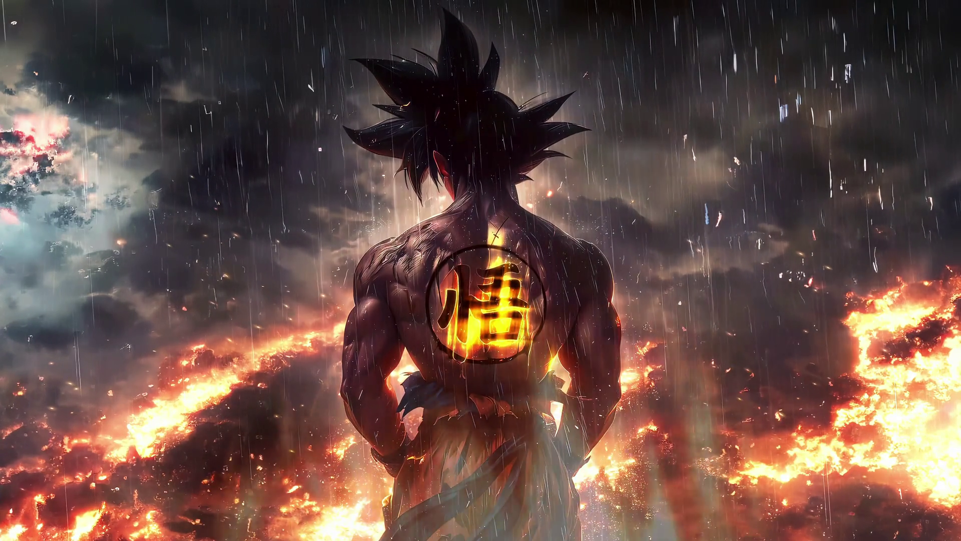 Goku Rain Flame Live Wallpaper